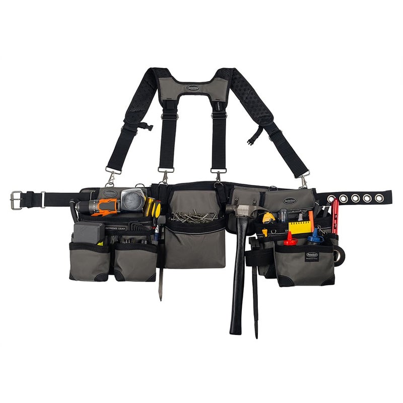 Bucket Boss 3 Bag Tool Bag Set with Suspenders in Grey, 55185 - Image 2